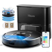 Tikom Robot Vacuum and Mop, Robotic Vacuum Cleaner with Self-Emptying Base — Complimentary Gift with $312+ Orders; If the Gift Is Out of Stock or Its Price Rises, Order Cancelled with Full Refund Before Shipment