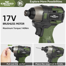 17V Brushless Screwdriver, Cordless Impact Driver Set with 3 Adjustable Speed, 2 Batteries and Led Work Light — Complimentary Gift with $90+ Orders; If the Gift Is Out of Stock or Its Price Rises, Order Cancelled with Full Refund Before Shipment