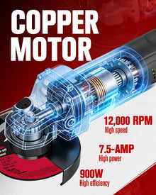 AVID POWER 7.5Amp 4-1/2" Angle Grinder Kit, Wheels & Disc (Red) — Complimentary Gift with $402+ Orders; If the Gift Is Out of Stock or Its Price Rises, Order Cancelled with Full Refund Before Shipment