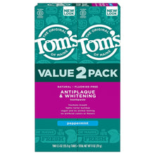 Tom's of Maine Antiplaque and Whitening Toothpaste, Peppermint, 2Pk, 5.5 oz — Complimentary Gift with $38+ Orders; If the Gift Is Out of Stock or Its Price Rises, Order Cancelled with Full Refund Before Shipment