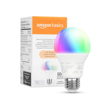 Amazon Basics Smart A19 Bulb, Color Changing, 9W (60W Equivalent), 800LM, Works with Alexa Only, WiFi 2.4 GHz, No Hub Required, Mood Lighting, Energy Efficient, 1-Pack — Complimentary Gift with $62+ Orders; If the Gift Is Out of Stock or Its ...