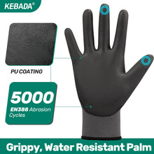 Kebada W1 Safety Work Gloves for Men & Women, Touchscreen, PU Coated — Complimentary Gift with $76+ Orders; If the Gift Is Out of Stock or Its Price Rises, Order Cancelled with Full Refund Before Shipment