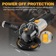 DEKOPRO 6Amp 4-1/2" Angle Grinder, Wheels, Handle & Wrench — Complimentary Gift with $402+ Orders; If the Gift Is Out of Stock or Its Price Rises, Order Cancelled with Full Refund Before Shipment