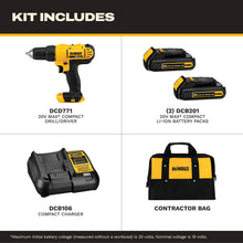 DEWALT 20V Max Cordless Drill Driver Set, Motor, Includes 2 XR Li-Ion Batteries, Charger and Contractor Bag (DCD771C2) — Complimentary Gift with $187+ Orders; If the Gift Is Out of Stock or Its Price Rises, Order Cancelled with Full Refund Before Shipment