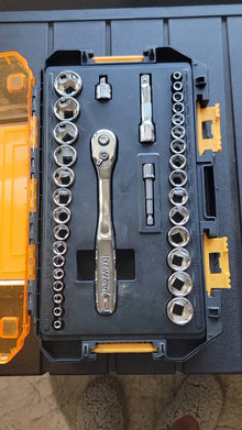 DEWALT Socket Set 1/4 and 3/8 Inch Drive SAE Metric 34 Piece DWMT73804 — Complimentary Gift with $146+ Orders; If the Gift Is Out of Stock or Its Price Rises, Order Cancelled with Full Refund Before Shipment