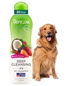 TropiClean Deodorizing Dog Shampoo, Berry & Coconut Scent, 20oz — Complimentary Gift with $45+ Orders; If the Gift Is Out of Stock or Its Price Rises, Order Cancelled with Full Refund Before Shipment