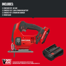 CRAFTSMAN V20 Jig Saw Kit, 3 Orbitaltings, Up to 2,500 SPM (CMCS600D1) — Complimentary Gift with $160+ Orders; If the Gift Is Out of Stock or Its Price Rises, Order Cancelled with Full Refund Before Shipment