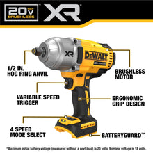 DEWALT 20V MAX 1/2" Impact Wrench, 4-Speed Brushless, Tool Only (DCF900B) — Complimentary Gift with $356+ Orders; If the Gift Is Out of Stock or Its Price Rises, Order Cancelled with Full Refund Before Shipment