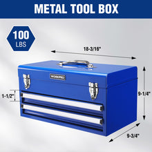 WORKPRO 18-Inch Tool Box with 2 Drawers & Top Storage — Complimentary Gift with $272+ Orders; If the Gift Is Out of Stock or Its Price Rises, Order Cancelled with Full Refund Before Shipment