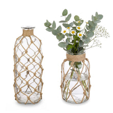 MyGift Small Glass Flower Vases Set of 2 Coastal Rope Wrapped Décor — Complimentary Gift with $47+ Orders; If the Gift Is Out of Stock or Its Price Rises, Order Cancelled with Full Refund Before Shipment