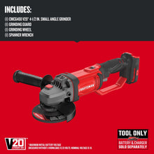 CRAFTSMAN V20* Angle Grinder, Small, 4-1/2-Inch, Tool Only (CMCG400B) — Complimentary Gift with $125+ Orders; If the Gift Is Out of Stock or Its Price Rises, Order Cancelled with Full Refund Before Shipment