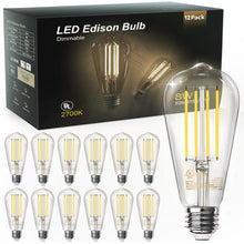 TJOY 12 Pack Edison LED Light Bulbs, E26 Base, 8W 2700K, Dimmable — Complimentary Gift with $56+ Orders; If the Gift Is Out of Stock or Its Price Rises, Order Cancelled with Full Refund Before Shipment