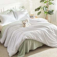 Litanika Queen Comforter Set White, 3 Pieces Lightweight Solid Bed Set — Complimentary Gift with $78+ Orders; If the Gift Is Out of Stock or Its Price Rises, Order Cancelled with Full Refund Before Shipment