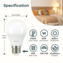 Linkind A19 LED Light Bulbs, 60 Watt Equivalent, 2700K Soft White 6 Packs — Complimentary Gift with $56+ Orders; If the Gift Is Out of Stock or Its Price Rises, Order Cancelled with Full Refund Before Shipment
