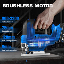 20V Brushless Cordless Jig Saw with 4.0Ah Battery 3200SPM, 1"Stroke — Complimentary Gift with $272+ Orders; If the Gift Is Out of Stock or Its Price Rises, Order Cancelled with Full Refund Before Shipment