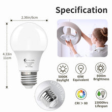 evelor 6-Pack A19 LED Light Bulbs,60 Watt Equivalent,Daylight 5000K — Complimentary Gift with $55+ Orders; If the Gift Is Out of Stock or Its Price Rises, Order Cancelled with Full Refund Before Shipment
