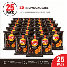 Barbecue Potato Chips Snack Packs – 1 oz Individual Bags, 25 Pack, Smoky & Sweet BBQ Flavor, Crispy Crunchy Chips, Convenient Grab-and-Go Snacks for Lunchboxes, Parties, and On-the-Go