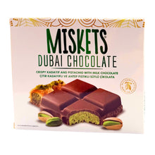 Miskets Dubai Chocolate with Crispy Kunafa and Pistachio - Pick Your Flavor - Milk Chocolate - White Chocolate - Dark Chocolate