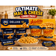 CHEESY DUO Kraft Mac & Cheese Deluxe Original Cheddar + Velveeta Shells & Cheese Original, 8 Pack (4+4), 1.19lb, Real Cheese Creamy Quick Meal, Easy Lunch Dinner Pantry Snack
