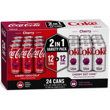 Coke Cherry & Diet Cherry Soda, 12 fl oz (2 in 1 variety pack) Total 24 cans