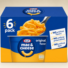 6 PACK- Kraft Original Macaroni and Cheese Easy Microwavable Dinner Cups, 2.05 oz Single Serve Cups, Classic Mac and Cheese with Elbow Pasta and Original Cheese Sauce Mix, Quick Microwave Pasta Meal