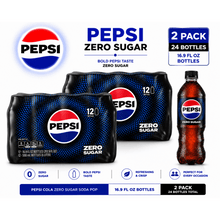Pepsi Cola Zero Sugar Soda Pop, 16.9 fl oz, 12 Pack Bottles (Pack of 2)
