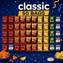 Classic Variety Pack Potato Chips & Corn Snacks, 50 Count, Assorted Single-Serve Snack Bags, Lunch Box Snacks for School, Office, Parties, Travel & Family Sharing