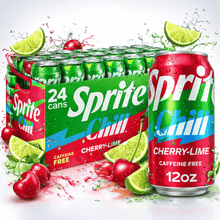 Premium Cherry Lime Citrus Sparkling Soda Beverage Pack, Caffeine Free Carbonated Soft Drink Fridge Cans, Refreshing Party & Family Drink Variety Case 24 Pack 12 fl oz