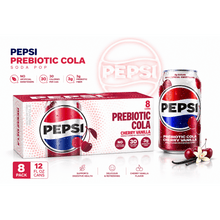 Pepsi Prebiotic Cola Soda Pop, Cherry Vanilla, 12 fl oz, 8 pack cans