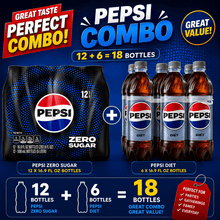 Pepsi Zero Sugar & Diet Pepsi Cola Soda Combo Pack, 16.9 fl oz Bottles – 12 Pack + 6 Pack, 18 Bottles