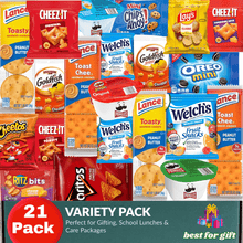 21 Pack Snack Variety Pack Gift Box - Individually Wrapped Biscuits, Chips, Crackers & Candy Assortment, Compact Care Package for School Lunch, Daily Snacks, College Students & Kids Grab-and-Go Mix - Variety May Vary