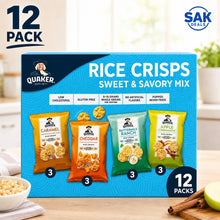 Quaker Rice Crisps Variety Pack, Assorted Sweet & Savory Flavors, Crunchy Gluten-Free Rice Snacks, 12 Count