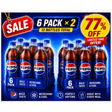 Pepsi Soda Cola 16.9 fl oz, 6 Count-Pack OF 2
