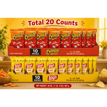 Lay's Classic Potato Snack Chips, 1 oz Bags, 10 Count + Cheetos Crunchy Cheese Flavored Snacks, 1 oz 10 Count = Total 20 counts
