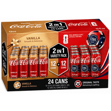 Coca-Cola Soda & Vanilla Soda Pop 12 fl oz, Total 24 cans (2 in 1 pack)