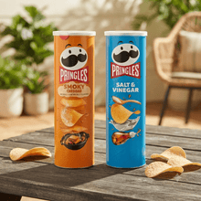 Pringles Salt and Vinegar Potato Crisps Chips, Lunch Snacks, 5.5 oz Canister/Smoky Cheddar Potato Crisps Chips, Lunch Snacks, 5.5 oz Canister