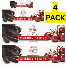 4 PACK Dark Chocolate Cherry Sticks, Individually Wrapped, Sweet Snack Candy