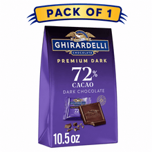 Pack of 1 GHIRARDELLI Premium Dark Chocolate Squares, 72% Cacao, 10.5 oz Bag, Total 10.5 oz