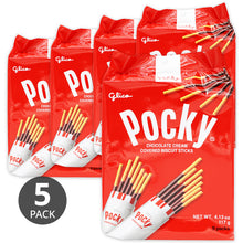 Glico Pocky Chocolate Cream Covered Biscuit Sticks Family Pack, 4.13Oz*5Bags (F6-5:6)