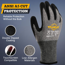 TitanFlex A5 Cut Resistant Gloves, Extreme Protection, Sandy Nitrile Grip — Complimentary Gift with $34+ Orders; If the Gift Is Out of Stock or Its Price Rises, Order Cancelled with Full Refund Before Shipment