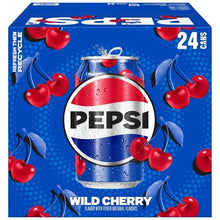 Pepsi Wild Cherry Soda, 12 fl oz Cans, Pack of 24, Cherry Flavored Carbonated Cola Soft Drink