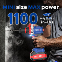 NANWEI Hammer Drill,1100 in-lbs, 26000BPM, 2x4.0Ah Batteries, Brushless — Complimentary Gift with $202+ Orders; If the Gift Is Out of Stock or Its Price Rises, Order Cancelled with Full Refund Before Shipment