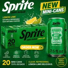 Sprite Zero Sugar Lemon Lime Soda, 7.5 fl oz Mini Cans, 20 Pack