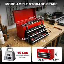 BIG RED Metal Tool Box, 20.5-inch, Portable Metal Tool Box with 3 Drawers — Complimentary Gift with $272+ Orders; If the Gift Is Out of Stock or Its Price Rises, Order Cancelled with Full Refund Before Shipment