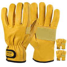 LOCCEF 2 Pairs Leather Work Gloves for Men Women Cowhide Utility — Complimentary Gift with $54+ Orders; If the Gift Is Out of Stock or Its Price Rises, Order Cancelled with Full Refund Before Shipment