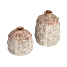 Creative Co-Op Terra-Cotta Vases with Raised Rectangles Pattern, Cream, Set of 2 — Complimentary Gift with $59+ Orders; If the Gift Is Out of Stock or Its Price Rises, Order Cancelled with Full Refund Before Shipment