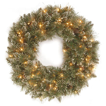 National Tree Company 24" Pre-Lit Christmas Wreath, Glittery Bristle Pine, White Lights — Complimentary Gift with $69+ Orders; If the Gift Is Out of Stock or Its Price Rises, Order Cancelled with Full Refund Before Shipment