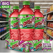 (3 Pack) Mountain Dew Soda Dragon Fruit 20 fl oz Bottle