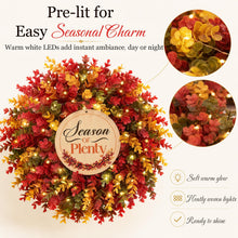 24" Fall Wreath for Front Door, Faux Eucalyptus with Sign & Storage Bag — Complimentary Gift with $45+ Orders; If the Gift Is Out of Stock or Its Price Rises, Order Cancelled with Full Refund Before Shipment