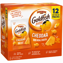 Goldfish Cheddar Crackers, 1.25 oz Individual Bags (12-Pack) – Baked Snack Crackers Made with Real Cheese, On-the-Go Lunch & Snack Packs